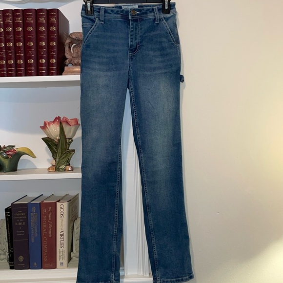 Size 0, Medium Wash Jeans with Cargo-Style Pockets - Picture 2 of 7